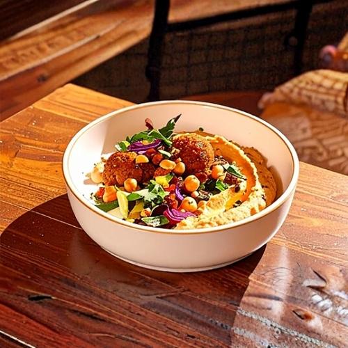 Falafel Houmous Salad